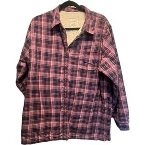 LL Bean Purple Flannel Jacket Women’s Plus Size 1X Faux Fur Lined